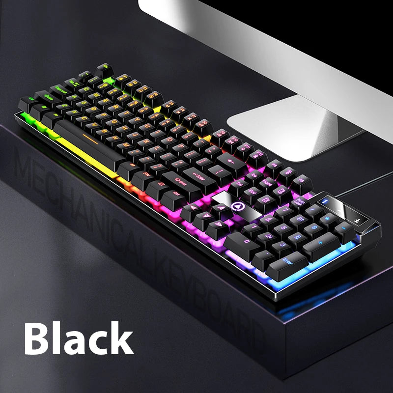 K500 Wired Keyboard Mouse Office Gaming Keyboard For Windows And IOS Computer Laptop 104 Keys Mechanical Feel Membrane Keyboards