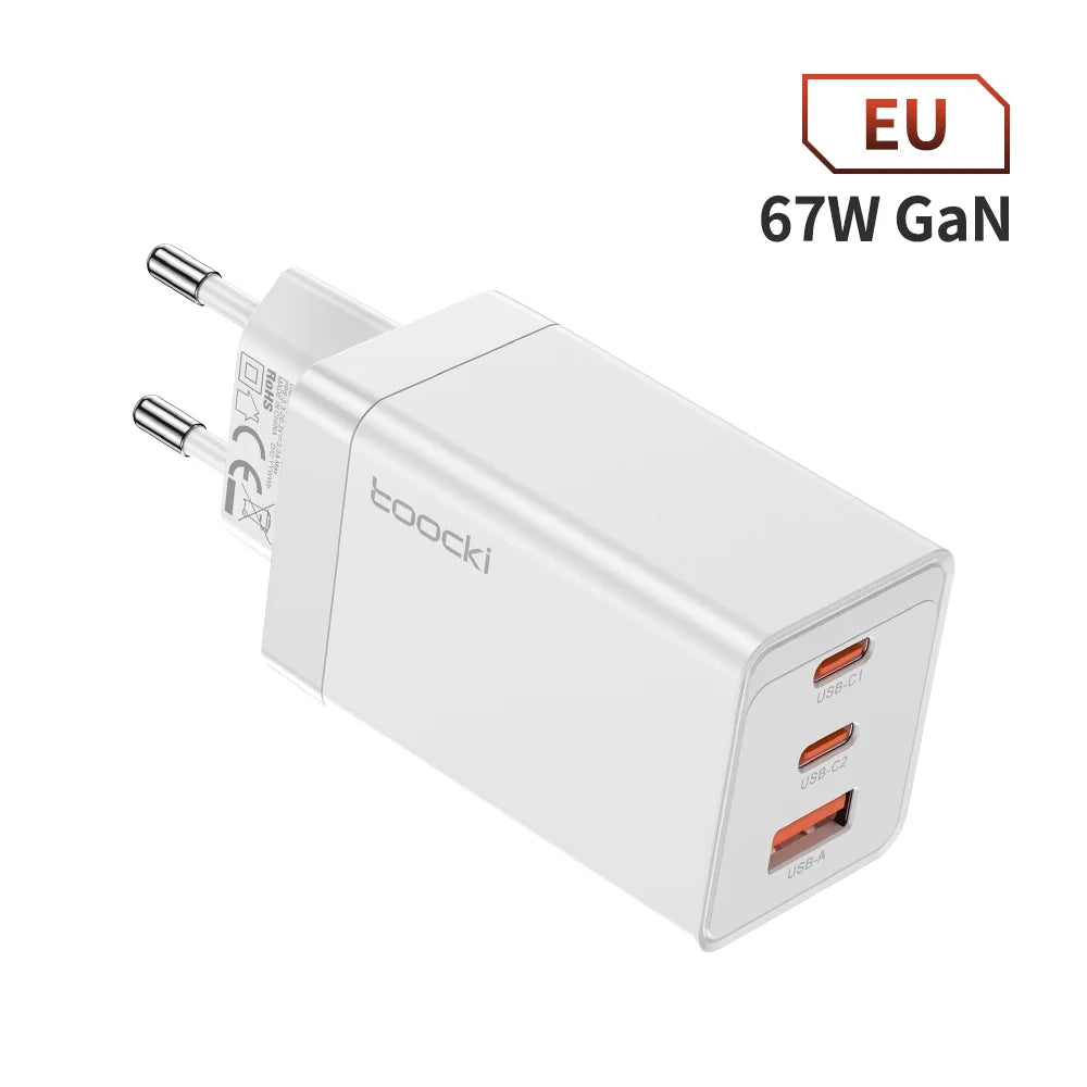 Tookci 67W GaN USB C 充电器快速充电4.0 QC3.0 PD USB Type C 快速 USB 充电器适用于 iPhone 14 13 Macbook Xioami Smasung 笔记本电脑