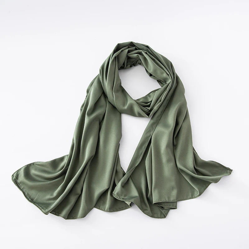 Cheap Plain Long Satin Polyester Scarves Matte Feeling Solid Women Scarf Soft Malaysia Women Shawl Big discount Muslim Hijab