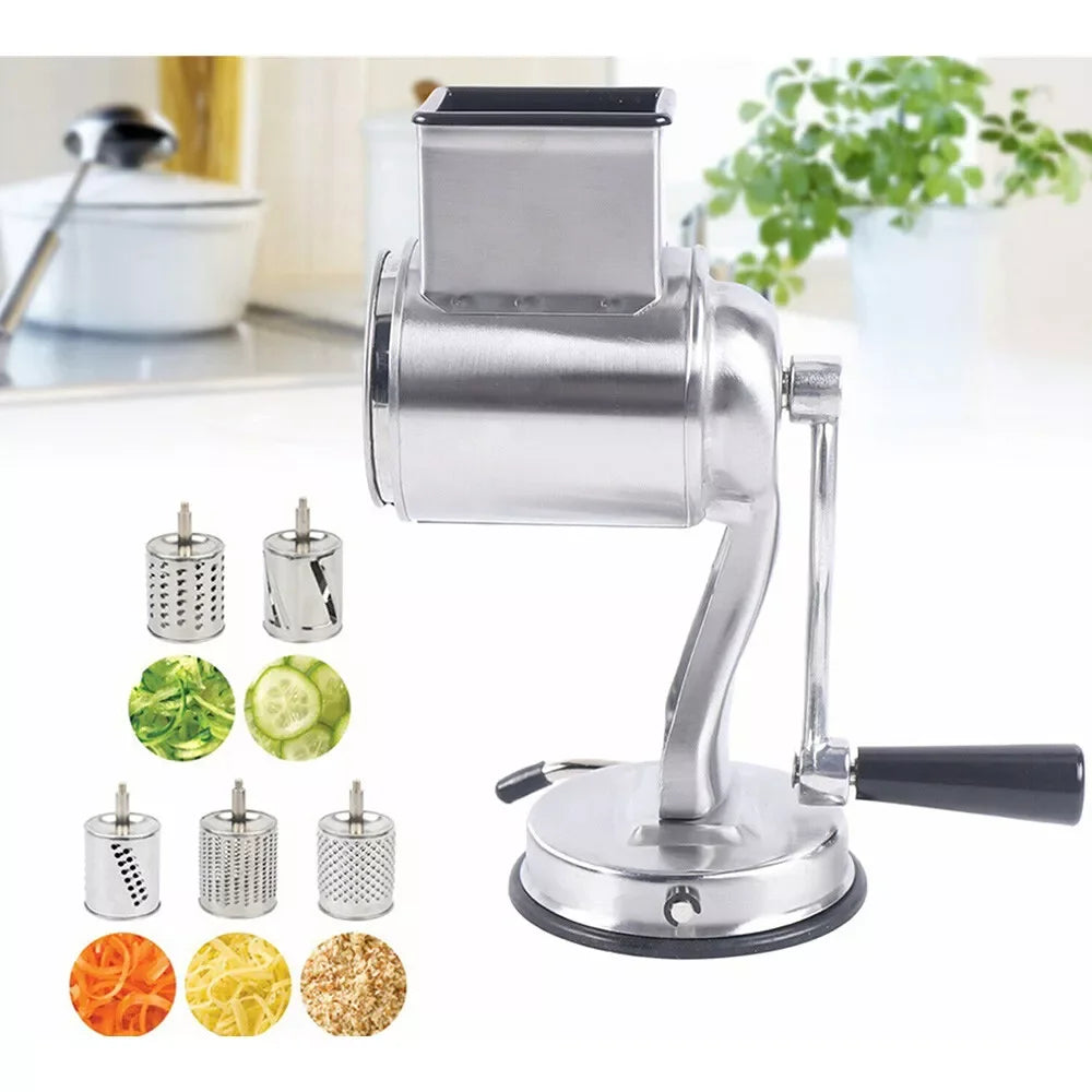 Rotary Cheese Grater Cheese Shredder Keluli Tahan Karat Dapur Manual Cheese Grate Dengan 5 Bilah