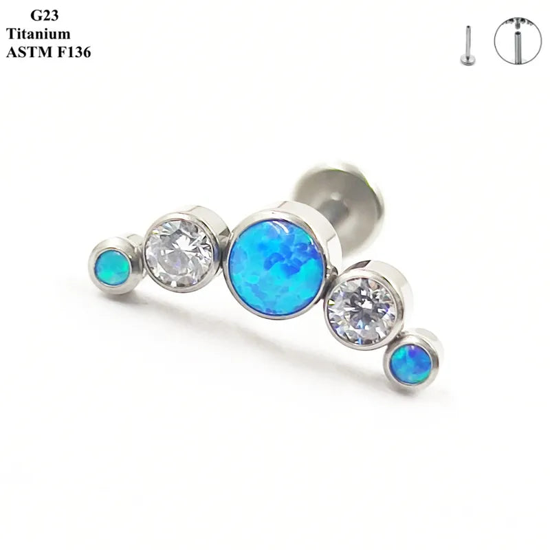 G23 Titanium Telinga Stud Zirkon Opal Tindik Barang Kemas Dalam 25 Warna Pilihan Wanita Bar Parti Fesyen Telinga Rawan Stud 