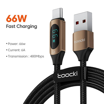 Toocki Type C 转 Type C 数据线 100W PD 快速充电器 USB C 转 USB C 显示屏数据线 适用于小米 POCO f3 Realme Macbook iPad 