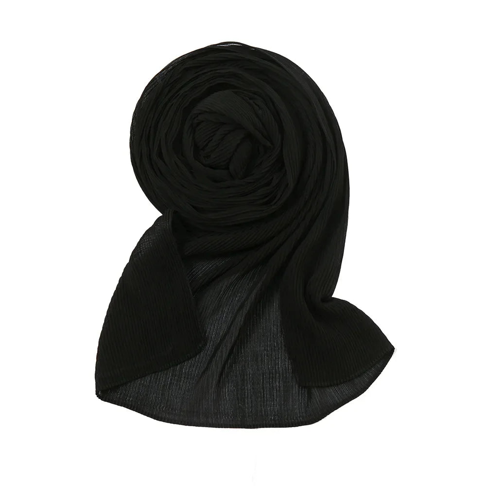 Big Size Pleated Chiffon Hijab Scarf for Muslim Women Turban Pashmina Shawls and Scarves Women Bandana Headband Hijabs Headscarf