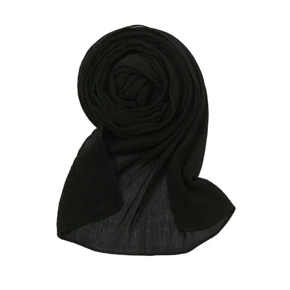 Big Size Pleated Chiffon Hijab Scarf for Muslim Women Turban Pashmina Shawls and Scarves Women Bandana Headband Hijabs Headscarf