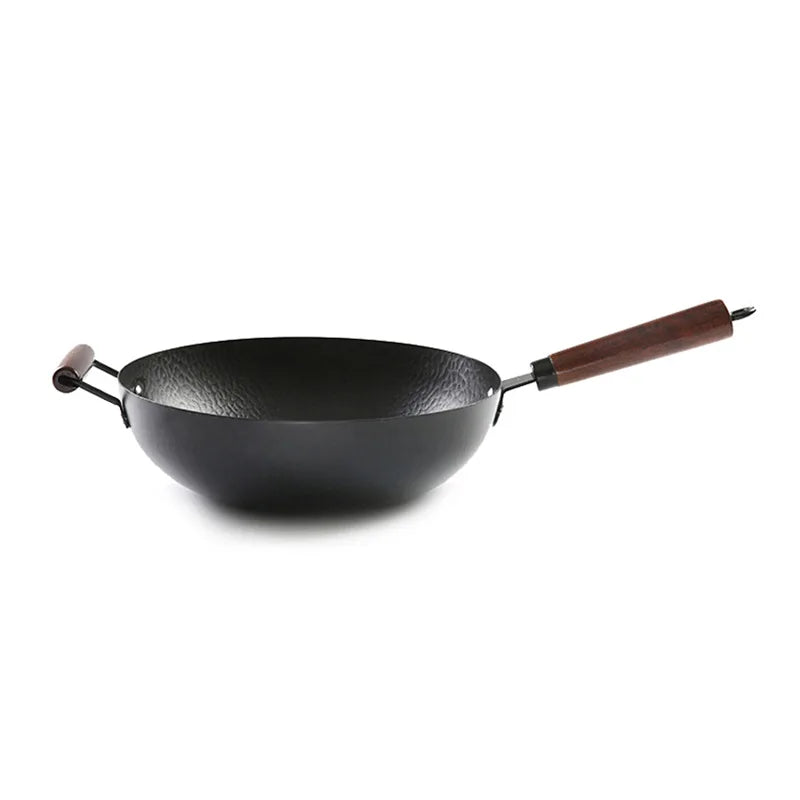 Cast Iron Woks 32cm 34cm Cauldron Wok Non-stick Skillet Wok Pan Bread Pizza Egg Pan Gas Stove Pancake Pan for Home Cooking Pan