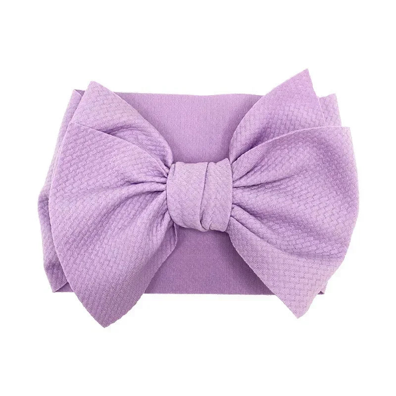 Fashion Handmade Bowknot Elastic Wide Hairband Toddler Solid Color Big Bows Headband Baby Girls Headwear Holiday Gifts