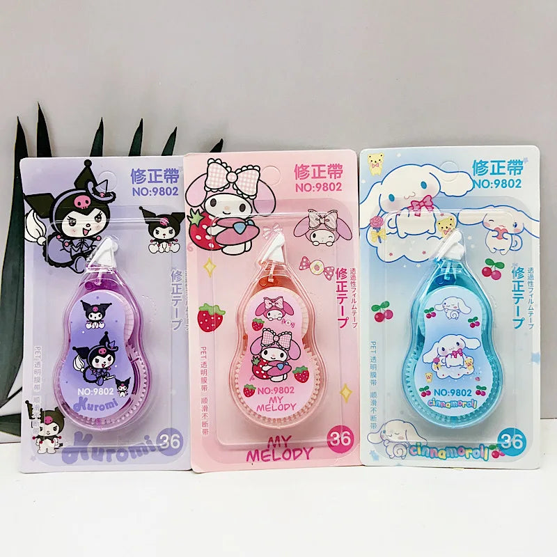 Cute Sanrio Kuromi Melody Yuji dog correction tape cute pet anime scribbling tape students corrective tape awards