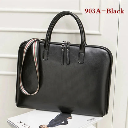 2024 New Cowhide Women's Briefcase Business Handbag Women Genuine Leather Bag 14.6 Inches Laptop Computer Bag Office Bags