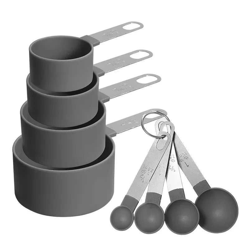 8 Keping/Set Cawan Pengukur Sudu dengan Pemegang Keluli Tahan Karat Pembakar Kek Pastri Alat Memasak Kapasiti Mengukur Alat Dapur 