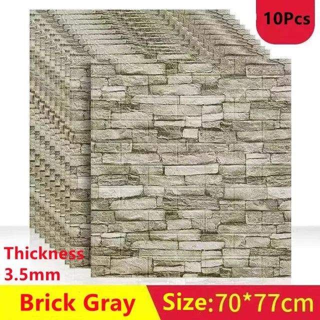 1/5/10Pcs 70*77cm Self-adhesive 3D Retro WallPaper Crash Sponge Imitation Brick  Wall Sticker for Home DIY Wall Decor Backdrop