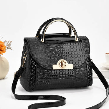 Beg Satchel Pemegang Atas Fesyen, Beg Crossbody Corak Buaya, Beg Tangan Elegan Wanita, Beg Bahu &amp; Dompet 