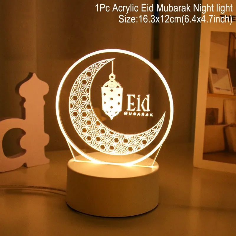 Eid Mubarak 3D Led Lamp Ramadan Night Light Led Moon Star Eid Bedroom Decoration Light Ornament Ramadan Decoration For Home 2024