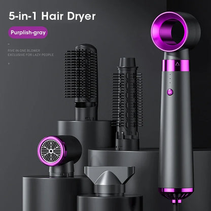 Hair Dryer 5 In 1 Hair Blower Hot Cold Air Styler Comb Anion Hairdryer Electric Leafless Blowing Hair Dryer Auto Curling Iron