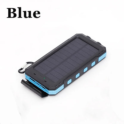 20000mAh Portable Power Bank Solar Power Bank with LED Light Fast Charging Outdoor Mobile Power Waterproof External Battery