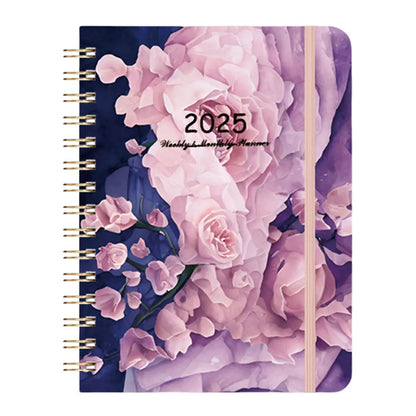 2025 A5 Notebook Spiral Bound Diary Planner with Monthly Tabs Calendar Planner for Office School