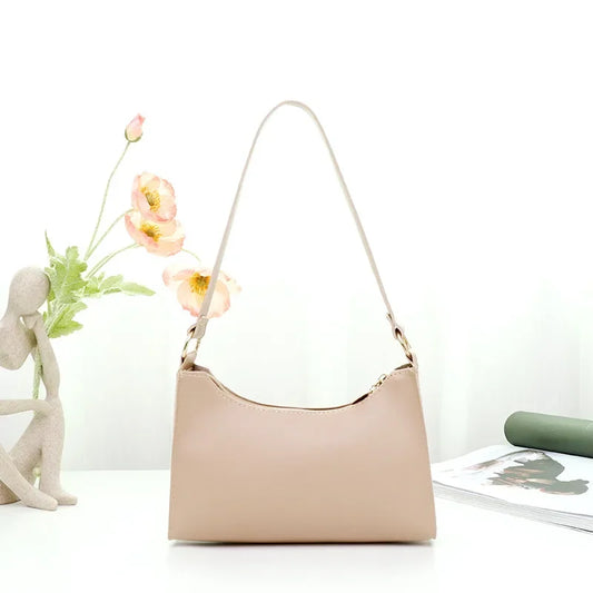 Beg Tangan Beg Bahu Putih yang Elegan untuk Wanita Dompet Kulit Kecil Beg Ketiak Hobo Wanita Bergaya Setengah Bulan Beg Clutch Bahu 