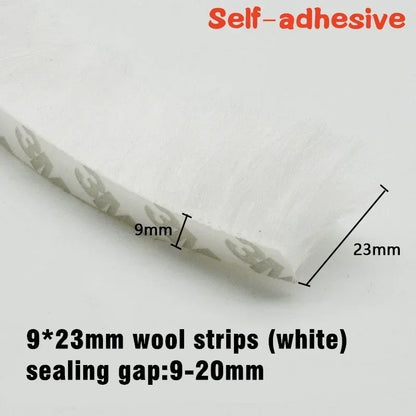 10M  Sealing Brush Strip Aluminium Alloy Door Window Soundproof Weather Stripping Seal for Dustproof Groove Gap Filler Blocker