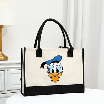 Disney Mickey Women Handle Tote Beach Bag Handbag Simple Wedding Large Capacity Shoulderbag Shopper Picnic Beach Gift Bags