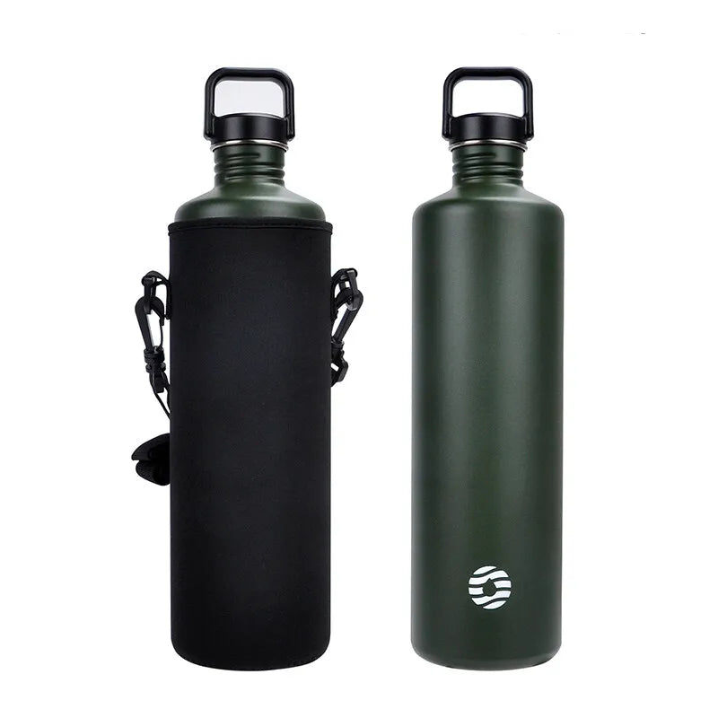 FEIJIAN 2L Stainless Steel Water Bottle Portable Cycling Sports Bottle Leakproof BPA Free Large Capacity With Bottle Bag