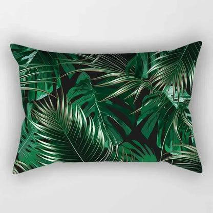 Tropical Plants Leaves Pillow Covers Abstract Pillow Case High Quality Short Plush Velvet Rectangle Pillow Cases Home Decoration