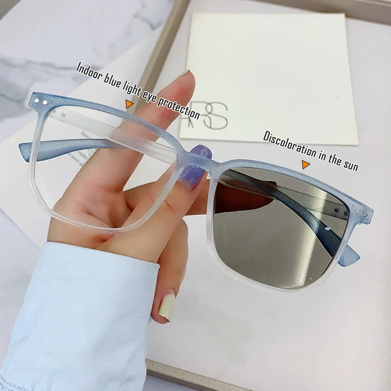 Cermin Mata Fesyen Photochromic Kacamata Anti Biru Pelindung Mata Cermin Mata Komputer Cermin Mata Cermin Mata Wanita Lelaki Cermin Mata Kacamata 