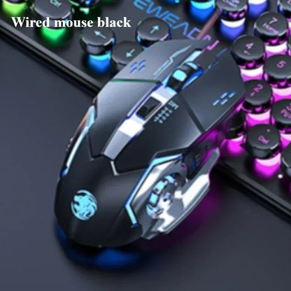 Eweadn GX330 Wired Keyboard Mouse Set ABS Keycaps Retro Punk Gaming Keyboard Mouse Headphones Family Office PC Gamer Laptop Gift