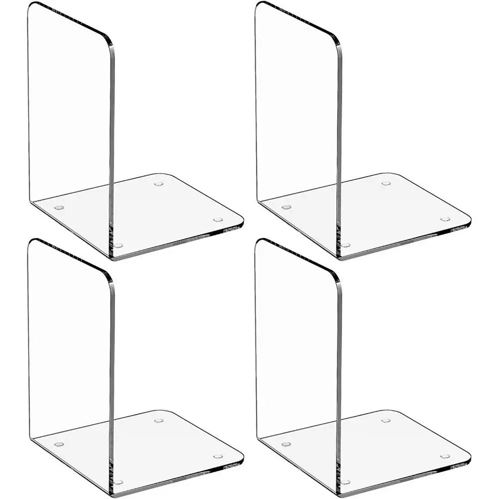 6pcs Clear Bookends Acrylic Bookends Untuk Rak Heavy Duty Bookends Plastik Bookends Untuk Perpustakaan Pejabat Rumah Sumbat Buku 