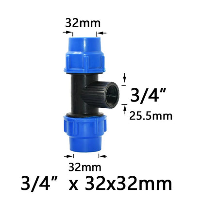 20/25/32/40/50mm PVC PE Tube Tap Water Splitter Siku Tee Penyambung Injap Bebola Plastik Kelengkapan Paip Air Pertanian Taman 