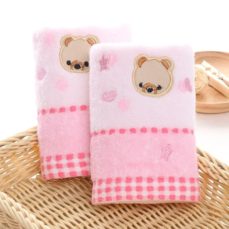 2pcs 100%Cotton Cartoon Bear Jacquard Children Face Towel Soft Absorbent Cute Small Bath Towel 25*50cm