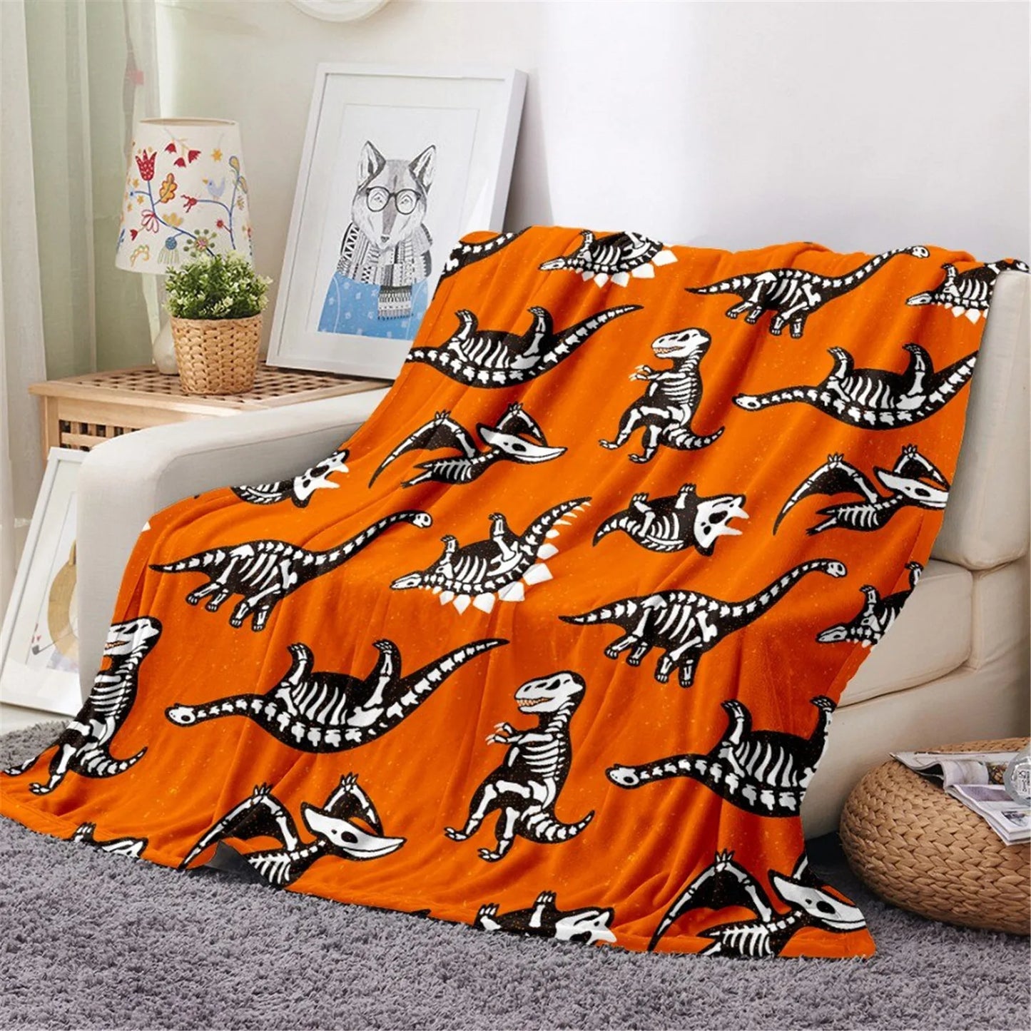 KACISSTY Cartoon Dinosaur Baby Blanket Soft Flannel Throw Blanket for Chair Travel Camping Kids Adults Bed Couch Cover 5 Size