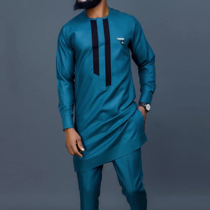 Pakaian Afrika untuk Lelaki Pakaian Tradisional Nigeria 2PC Baru Set Suit Perkahwinan Elegan Pakaian Lelaki Islam Agbada Muslim Mewah 