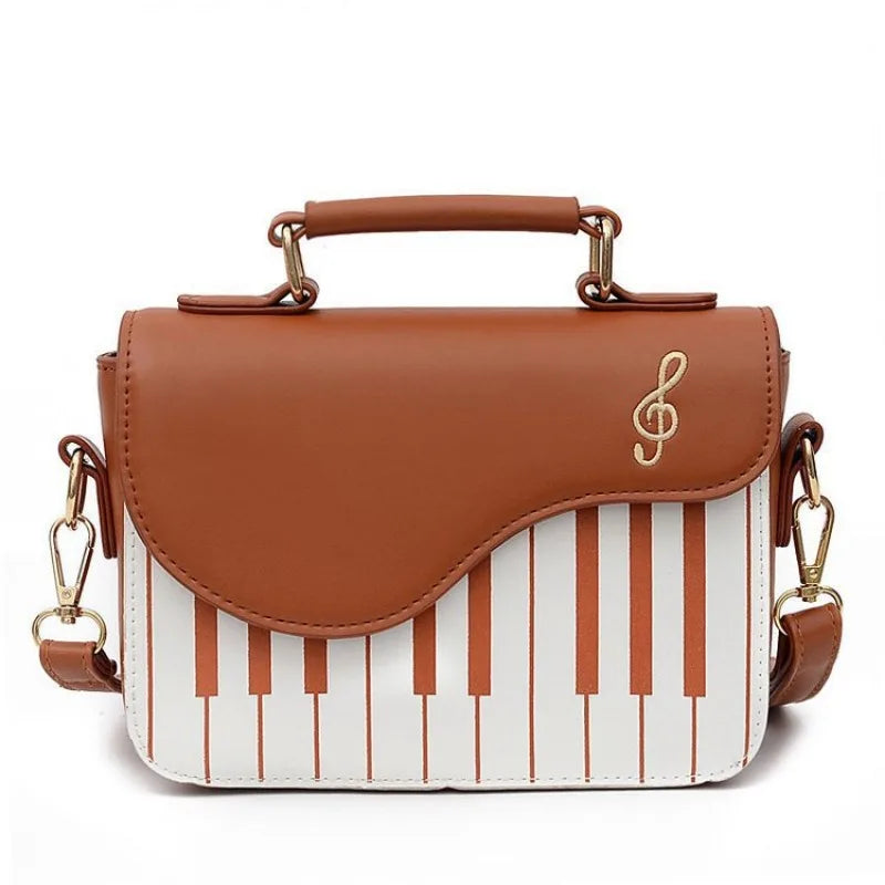 Shoulder Bag Piano Music Note  Satchel Handbag Fashion Contrasting Color Embroidery Small Square Bag Girl Sweet Personality Bag