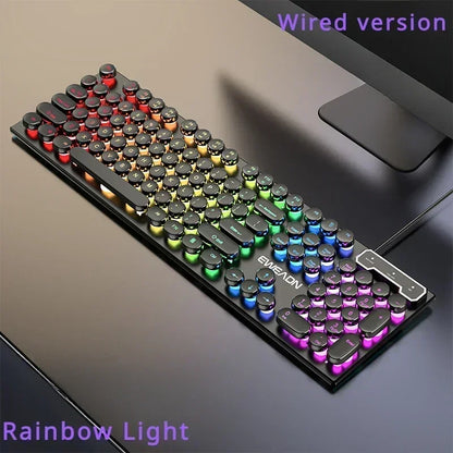 Eweadn GX330 Wired Keyboard Mouse Set ABS Keycaps Retro Punk Gaming Keyboard Mouse Headphones Family Office PC Gamer Laptop Gift