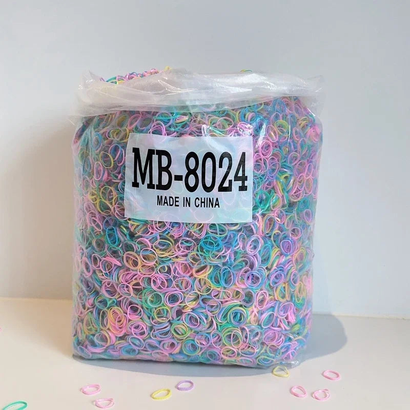 1000Pcs/bag Girls Colourful Disposable Rubber Band Hair Ties Headband Children Ponytail Holder Bands Kids Hair Accessories