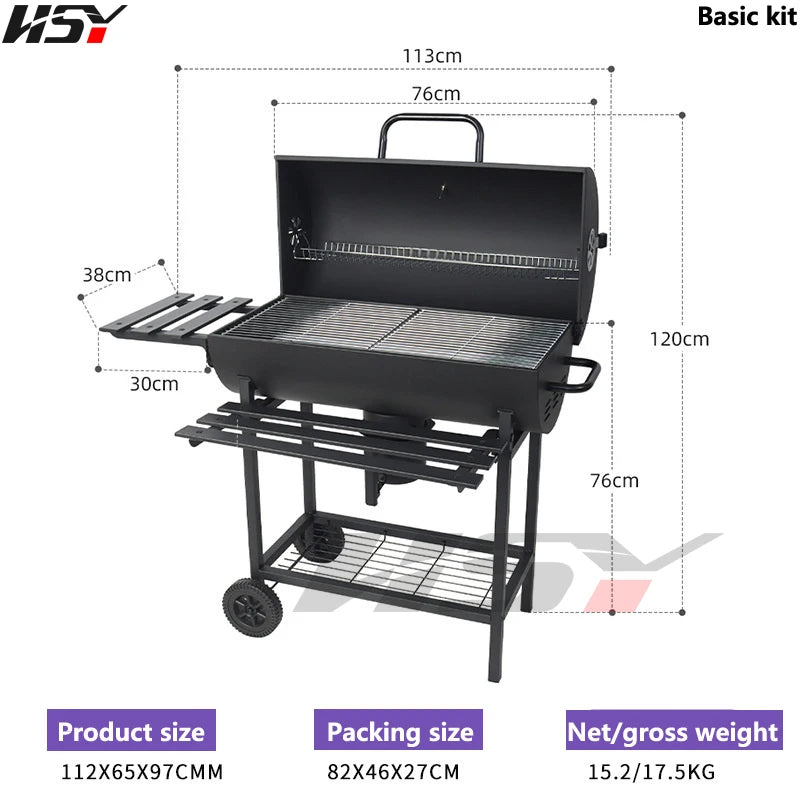 Heavy Duty Barrel Chicken Rotisserie Kit Barbecue Grill Iron Manual Rotisserie Charcoal Bbq Grill For Party