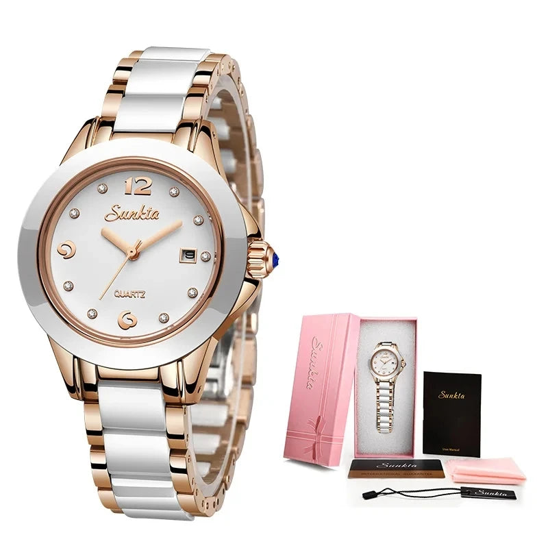 New LIGE Fashion Women Ceramic Watches Brand Luxury Ladies Watches Waterproof Quartz Bracelet Watch Woman Date Clock reloj mujer