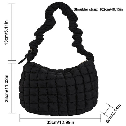 Beg Selempang Berlapis Empuk Baharu untuk Wanita Beg Bahu Awan Berlipat Bubbles Beg Tangan Berbentuk Baldi Tote Besar Beg Tangan Ruched 