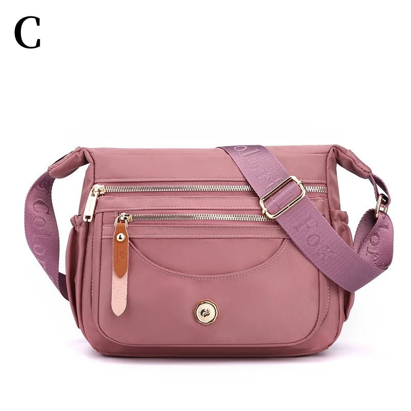 Women Nylon Shoulder Bag Multi-Pockets Crossbody Bag Fashion Handbag Adjustable Strap Ladies Waterproof Messenger Bag Satchels