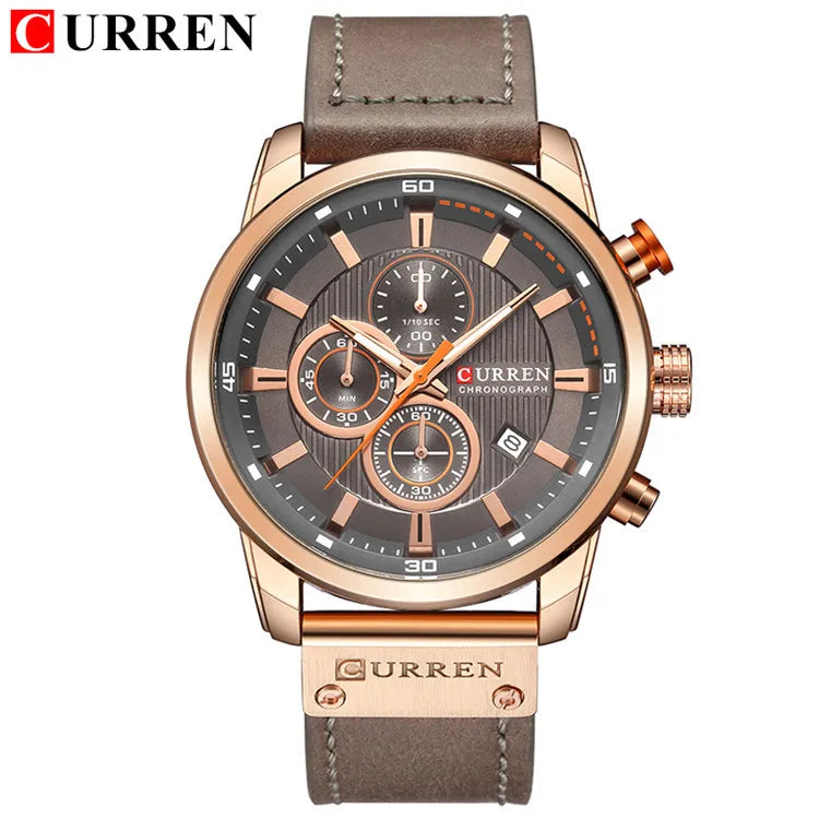 CURREN 8291 Luxury Brand Men's Quartz Watch Leather Strap Calendar Chronograph Sports Waterproof Business Casual Male Watches