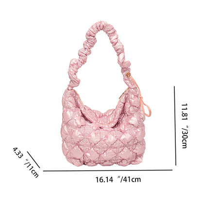 Beg Selempang Berlapis Empuk Baharu untuk Wanita Beg Bahu Awan Berlipat Bubbles Beg Tangan Berbentuk Baldi Tote Besar Beg Tangan Ruched 