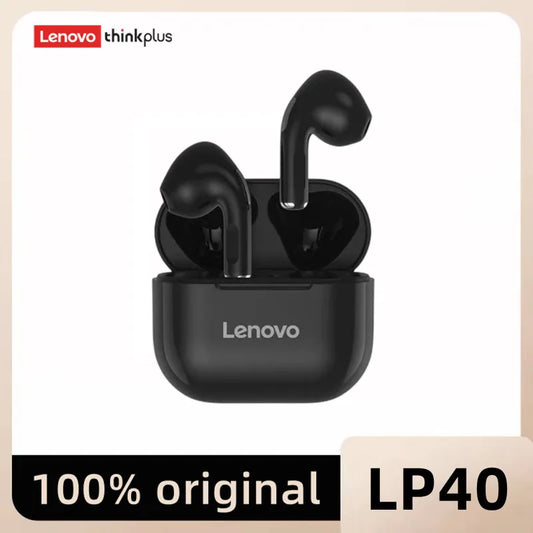 Fon Telinga Bluetooth Asli Lenovo lp40 5.0 Bunyi Imersif HIFI TWS Dengan Kawalan Sentuhan Mikrofon Untuk Pergerakan Masa Siap Sedia Lama 