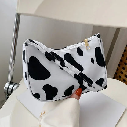 Women Shoulder Bag Fashion Animal Pattern Print Bag Casual Nylon Butterfly Leopard Zebra Cow Print Women Handbag Underarm Bags