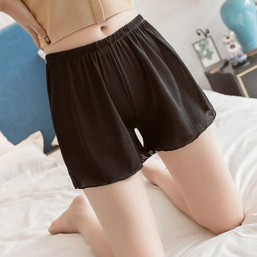 Women Safety Short Pants Summer Ice Silk Seamless Soft Shorts Casual Underskirt Pants Home Beach Elastic Waist Panties Underwear