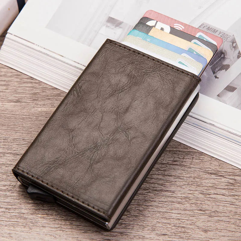 Magnet Rfid Blocking Card Holder Wallets Men Thin Slim Cartera Leather Coin Purse Small Male Black Walet Mini Wallets for Men