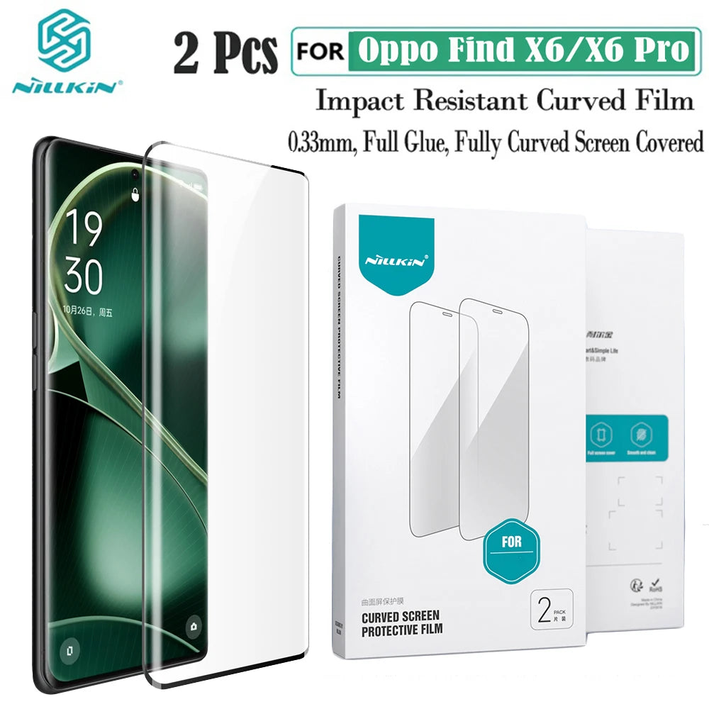 2Pcs untuk Oppo Find X6 Pro Filem Lembut untuk Skrin Melengkung Nillkin Tahan Hentaman Pelindung Skrin Filem Melengkung untuk Find X6 Sticker 