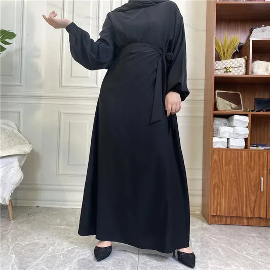 Plain Abaya Dubai Muslim Hijab Dress Elastic Sleeve Basic Closed Abayas for Women Turkey Ramadan Islamic Clothing Kaftan Robe