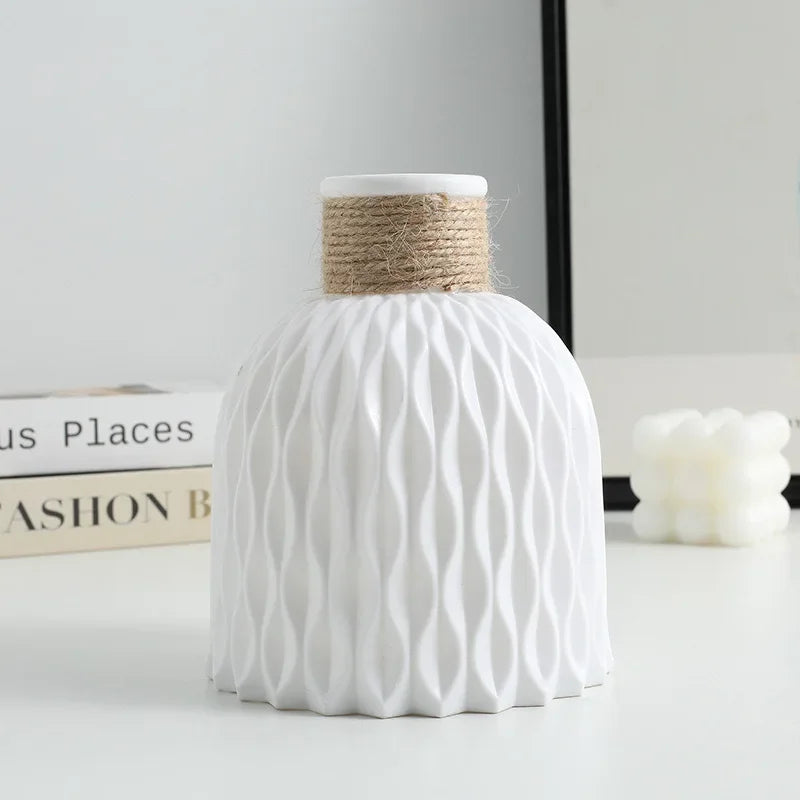 Modern Flower Vase Imitation Ceramic Pot Decoration Home Plastic Arrangement Nordic Style