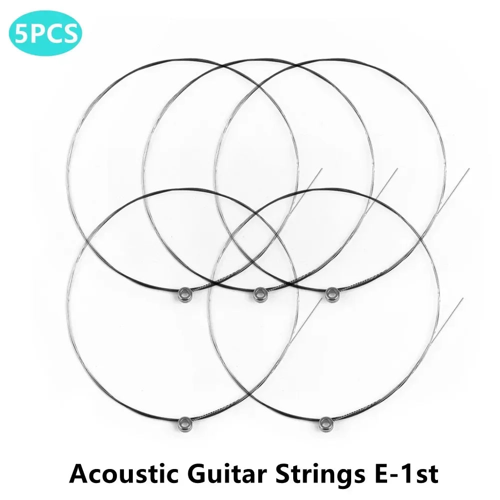 Single Guitar Strings Silvery 1st E 5 Pcs Acoustic Gauges .012 Guitars Top Musical Instrument Brand New Durable Guitar Parts