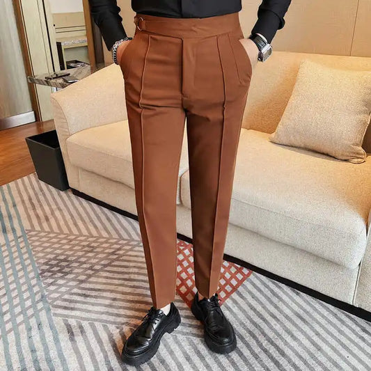 British Style Men's Pants High Quality Plain Color Naples Men Suit Pants Slim Fit Casual Business Formal Wear Mens Trousers 36