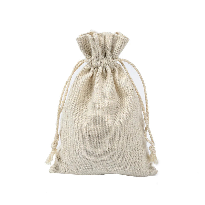 10pcs Natural Drawstring Cotton Gift Bag Miscellaneous Grain Jewelry Cosmetic Packaging Bag Festival Candy Reusable Sachet Sack